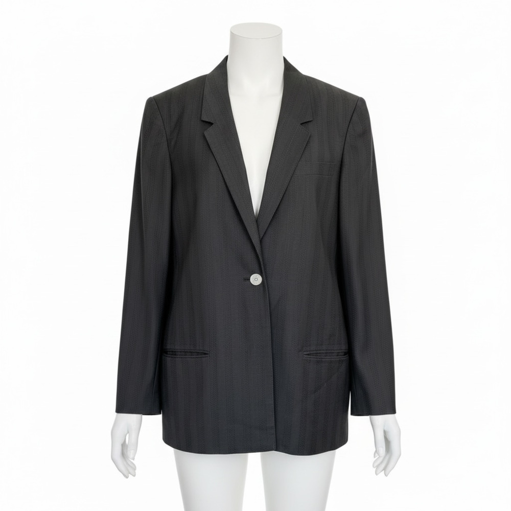 Nordstrom Gallery Vtg Pinstripe Single-Button Linen Blend Blazer Sz 14 Capsule